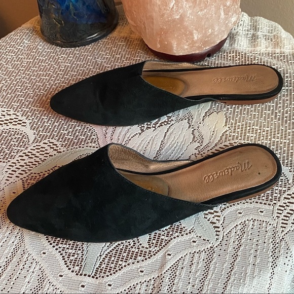 Madewell Remi Black Suede Leather Flats Mules Size 9 - Picture 3 of 12